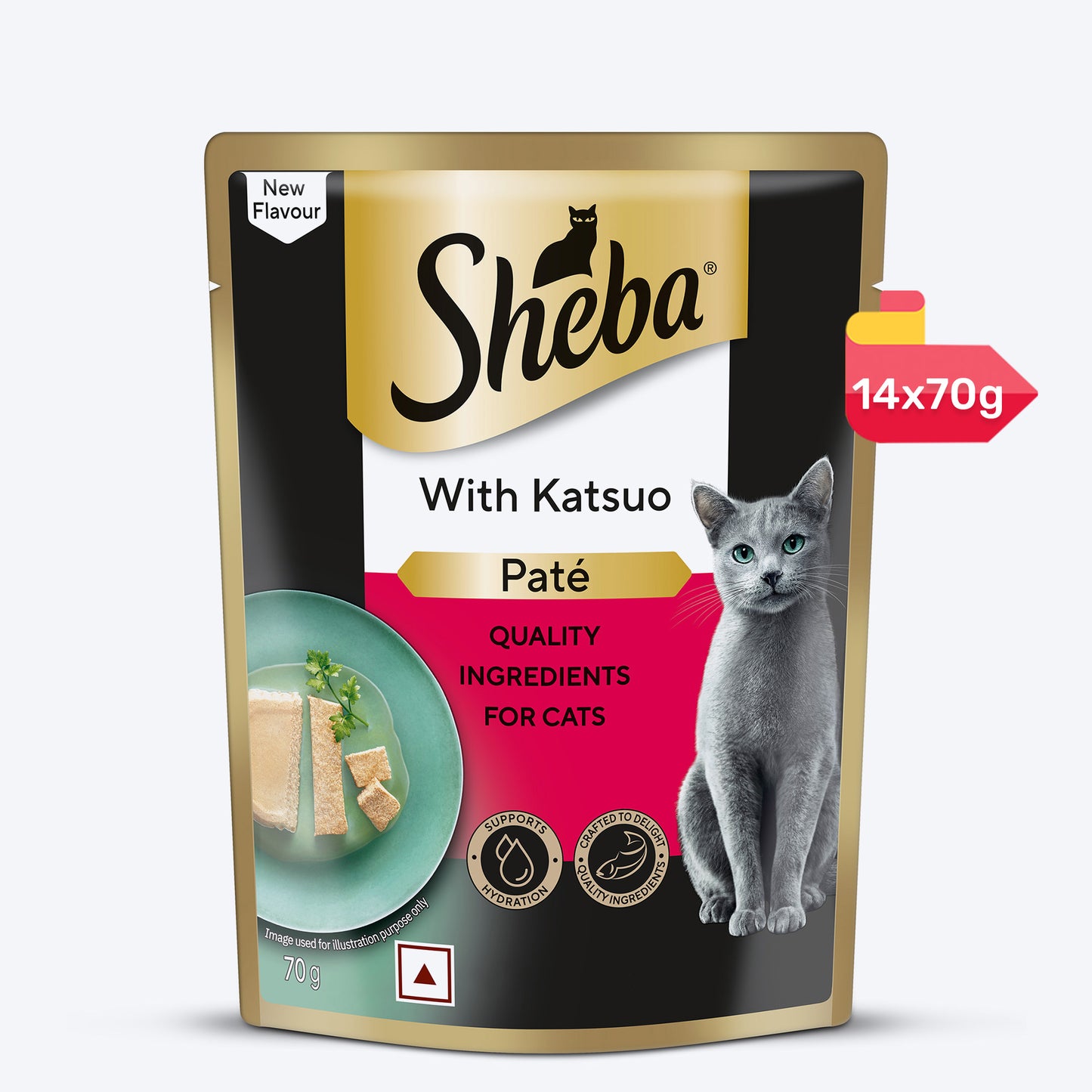 Sheba Katsuo Pate Wet Food For Adult Cat - 70 gm - Heads Up For Tails