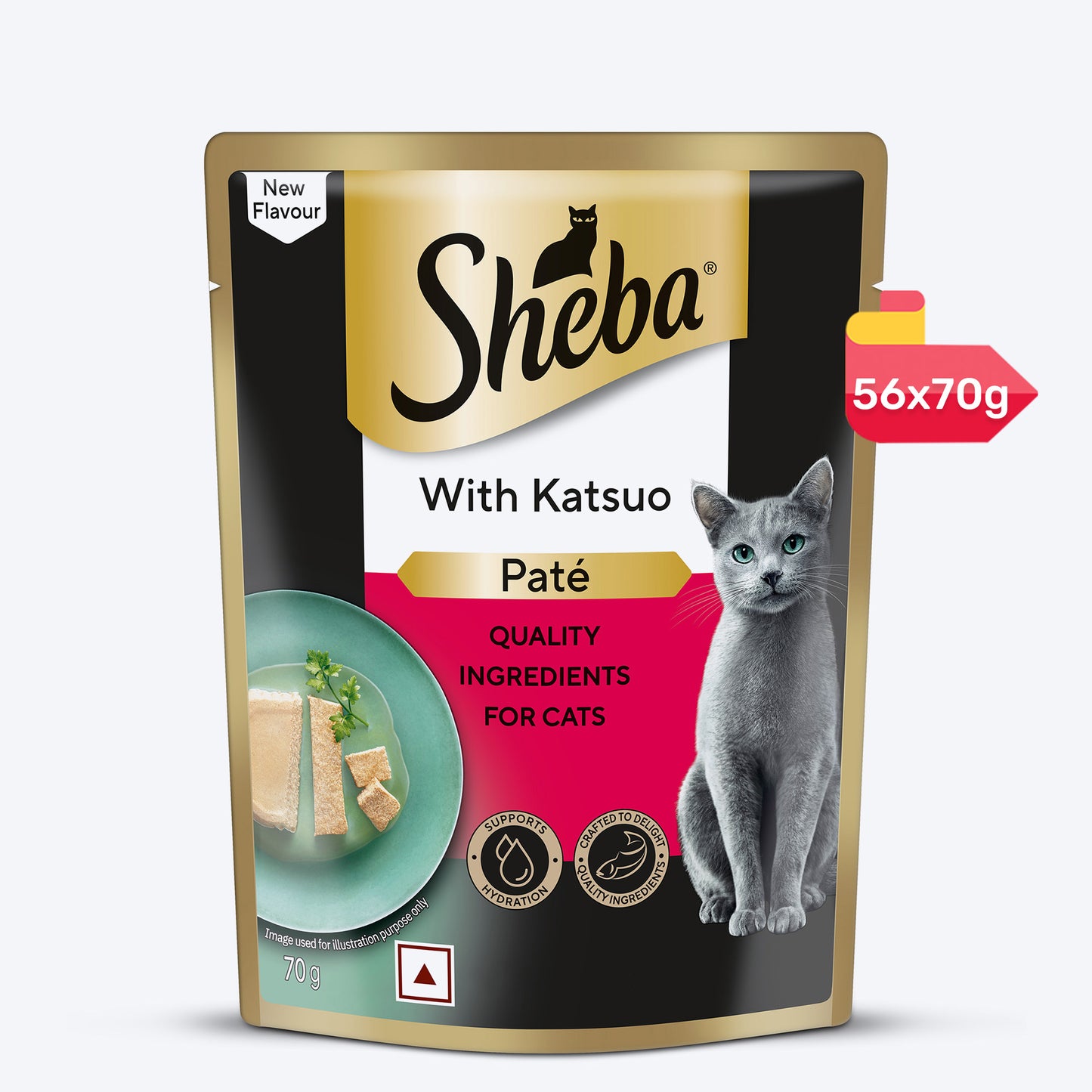 Sheba Katsuo Pate Wet Food For Adult Cat - 70 gm - Heads Up For Tails