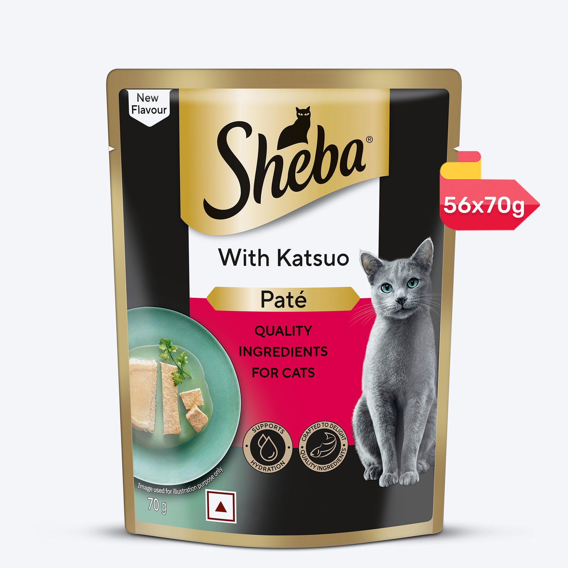 Sheba Katsuo Pate Wet Food For Adult Cat - 70 gm - Heads Up For Tails