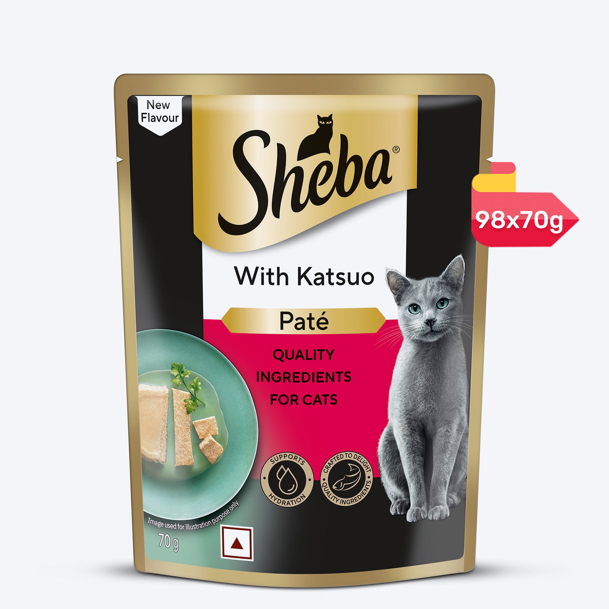 Sheba Katsuo Pate Wet Food For Adult Cat - 70 gm - Heads Up For Tails