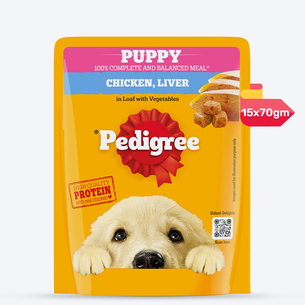 Pedigree Chicken Liver In Loaf With Vegetables Puppy Wet Food - 70 gm Packs - Heads Up For Tails