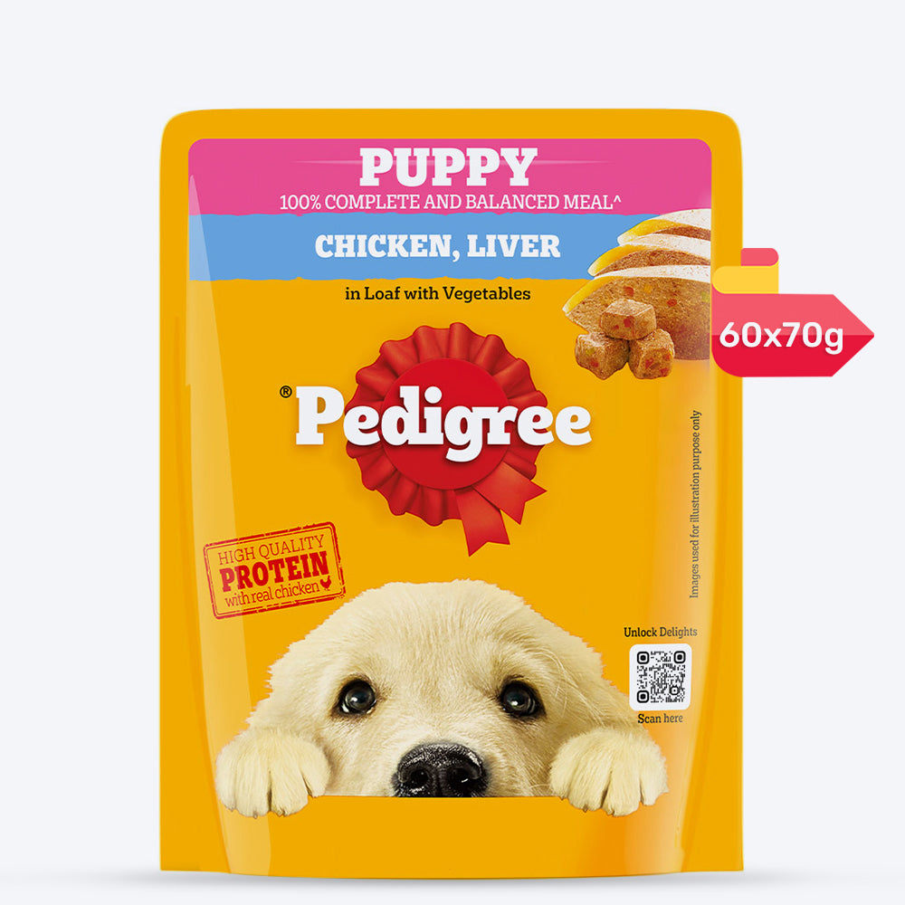 Pedigree Chicken Liver In Loaf With Vegetables Puppy Wet Food - 70 gm Packs - Heads Up For Tails