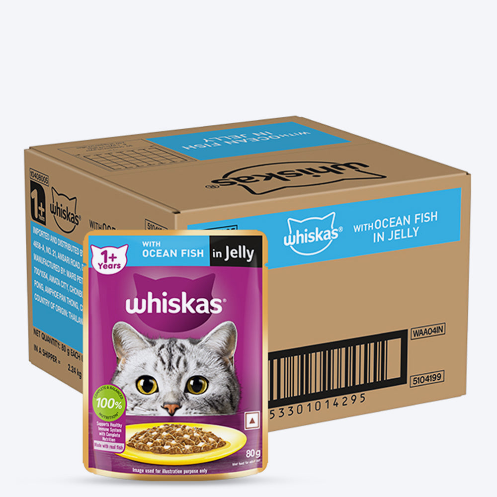 Whiskas Ocean Fish Wet Food For Adult Cat - 80 gm Pack - Heads Up For Tails