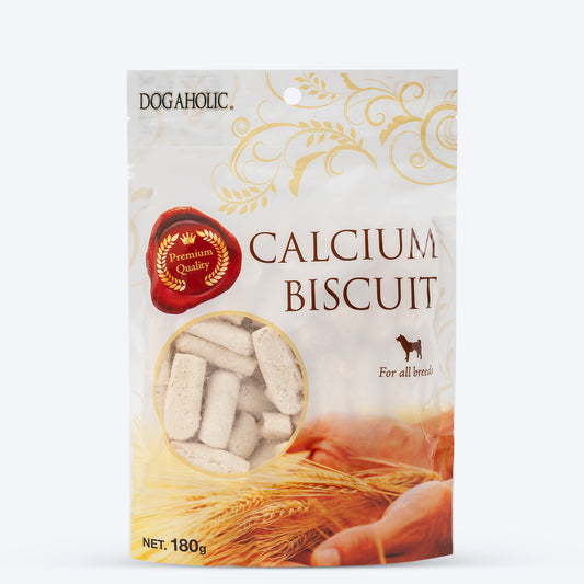 Dogaholic Calcium Biscuit Dog Treat - 180 gm - Heads Up For Tails
