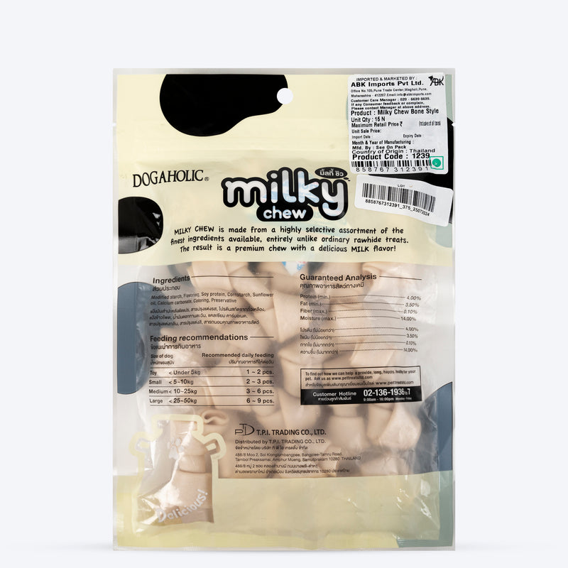 Dogaholic Milky Chew Bone Style - 15 Pcs - 180 g - Heads Up For Tails