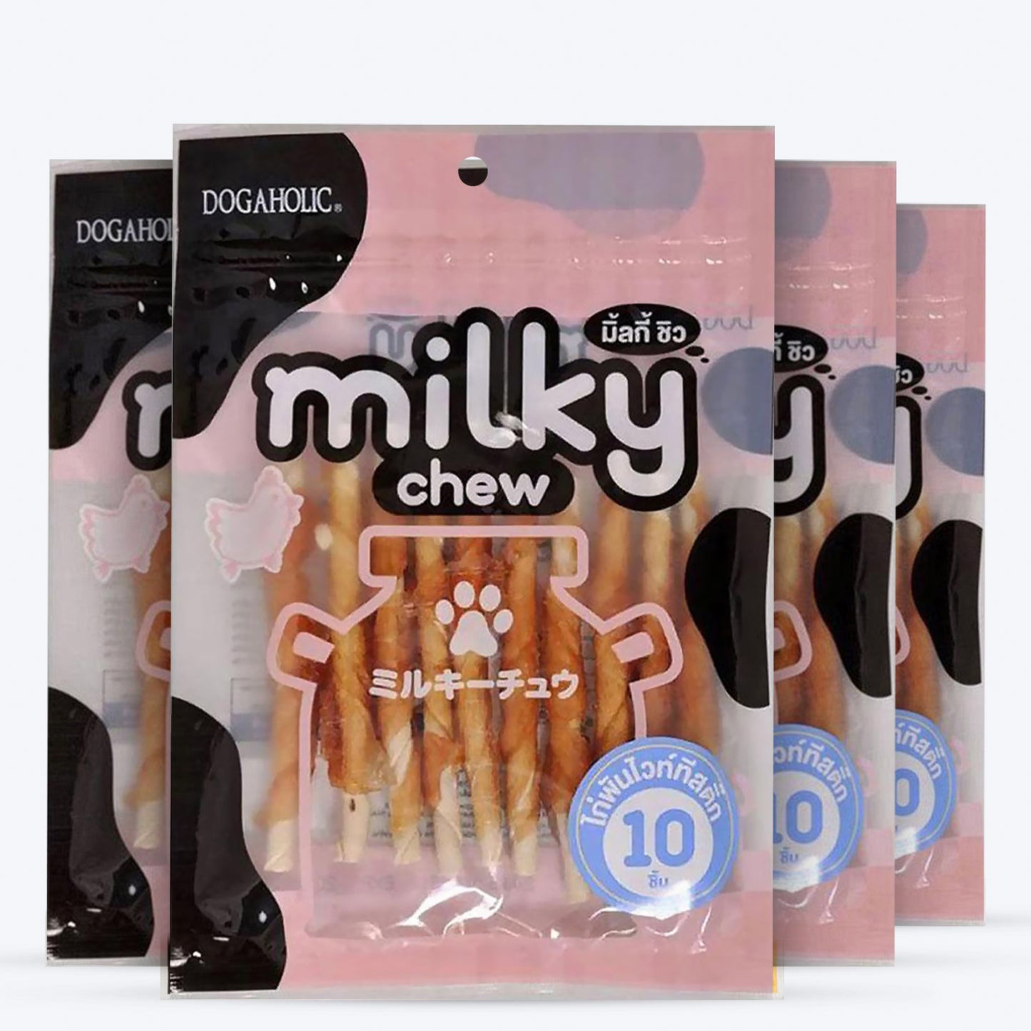 Dogaholic Milky Chew Chicken Stick Style - 10 Pcs - 130 g - Heads Up For Tails