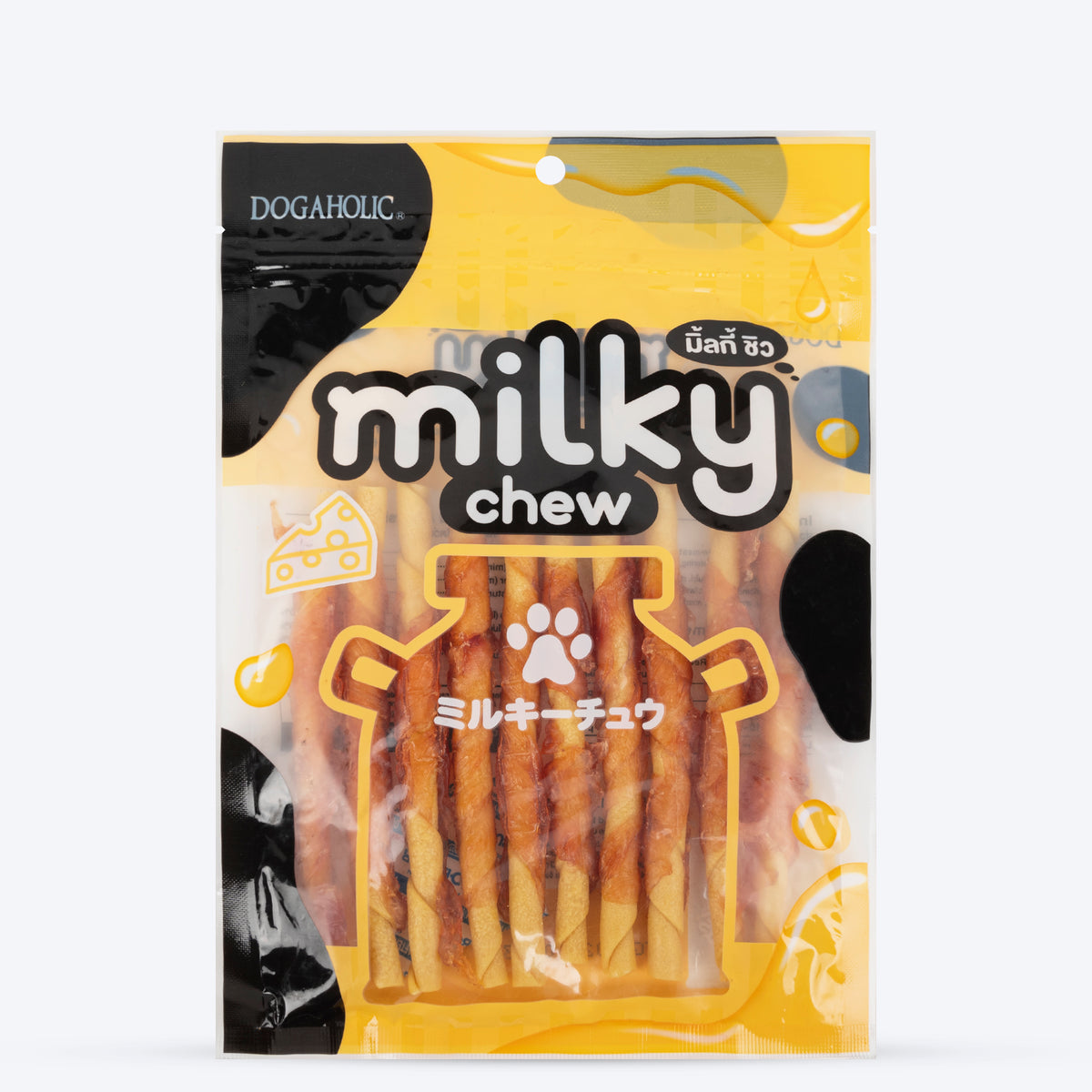 Dogaholic Milky Chew Cheese & Chicken Sticks Treat For Dog - 130 g (10 Pcs)