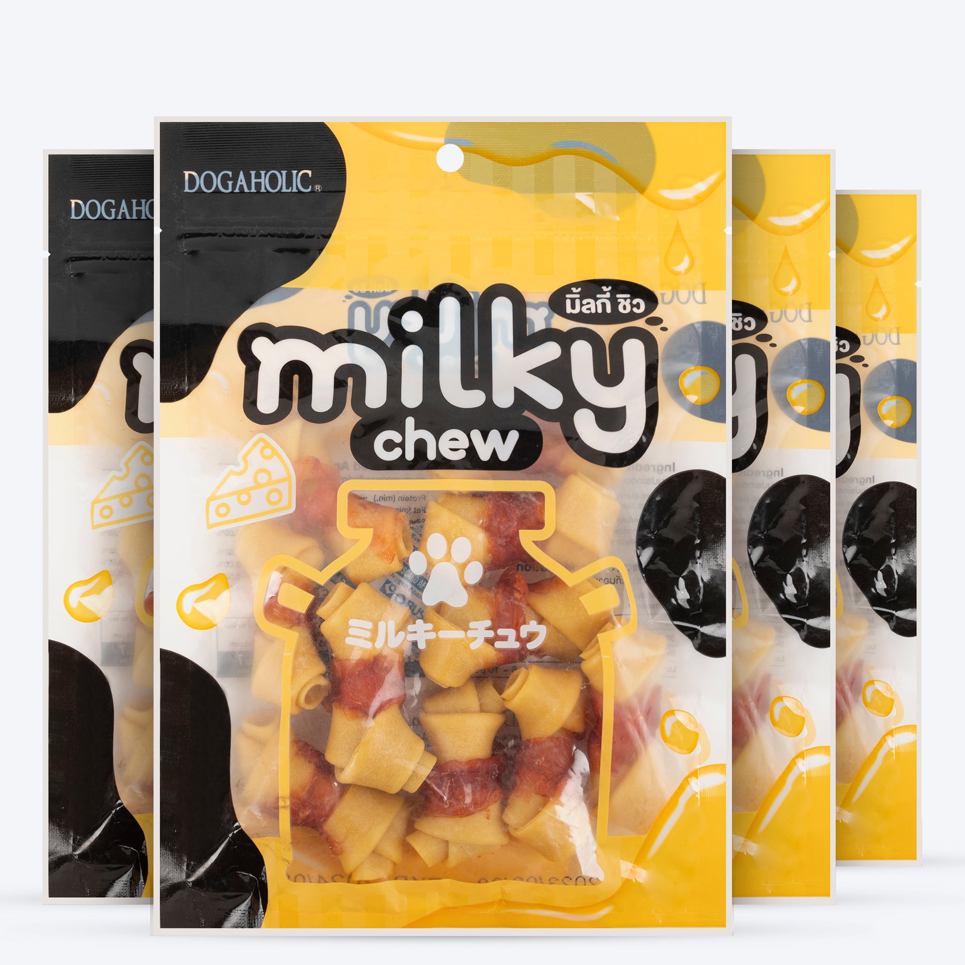 Dogaholic Milky Chew Cheese & Chicken Bone - 10 Pcs - 150 g - Heads Up For Tails