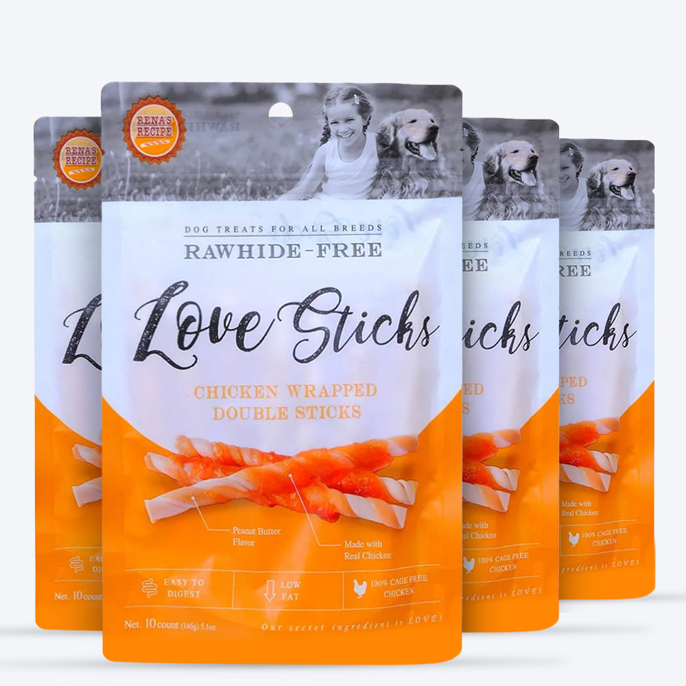 Rena's Recipe Chicken Wrapped Double Sticks For Dog - 146 g (10 Pcs) - Heads Up For Tails