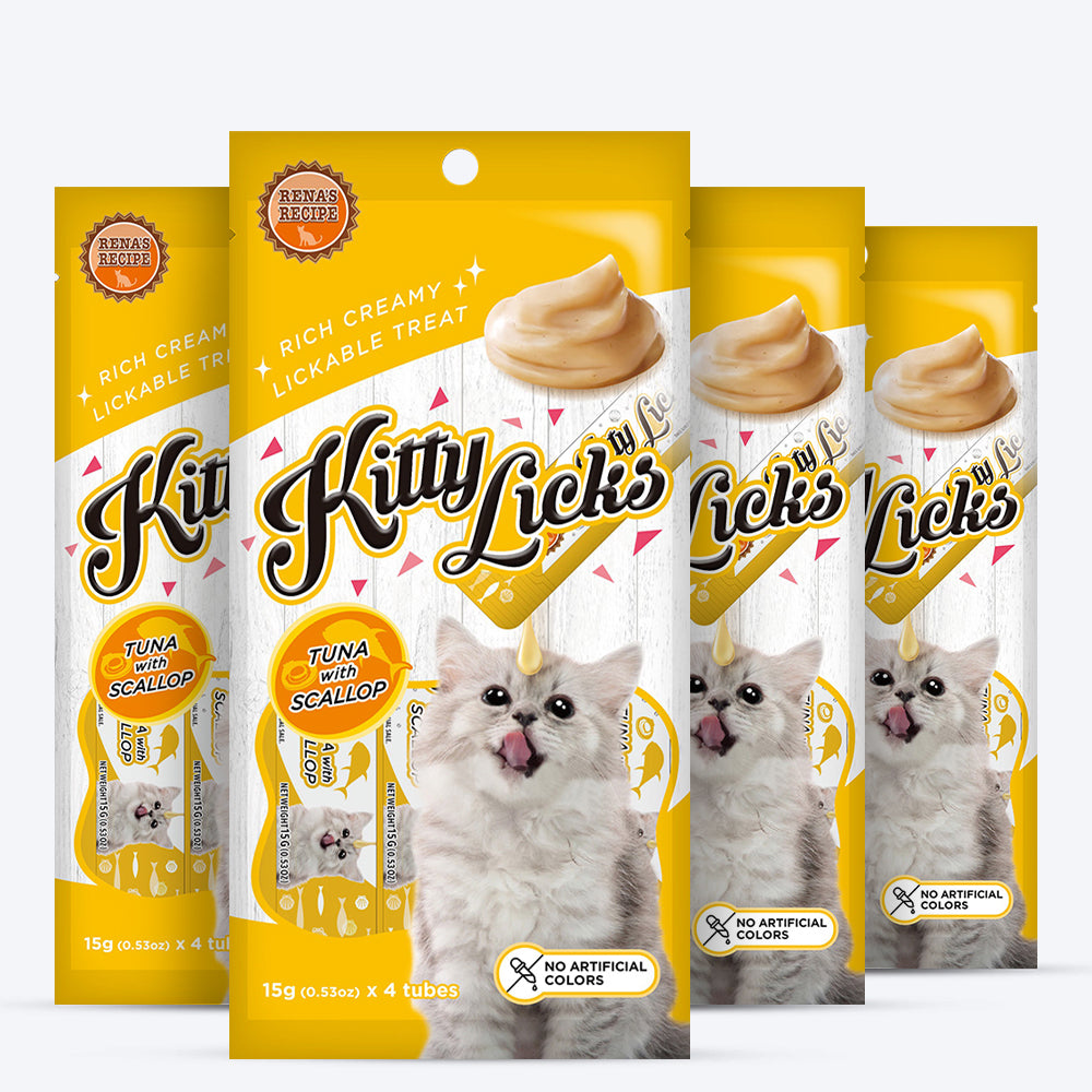 Rena's Recipe Kitty Licks Tuna With Scallop Kitten Treat Tubes - Heads Up For Tails