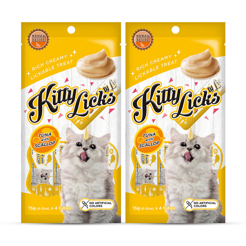 Rena's Recipe Kitty Licks Tuna With Scallop Kitten Treat Tubes - Heads Up For Tails