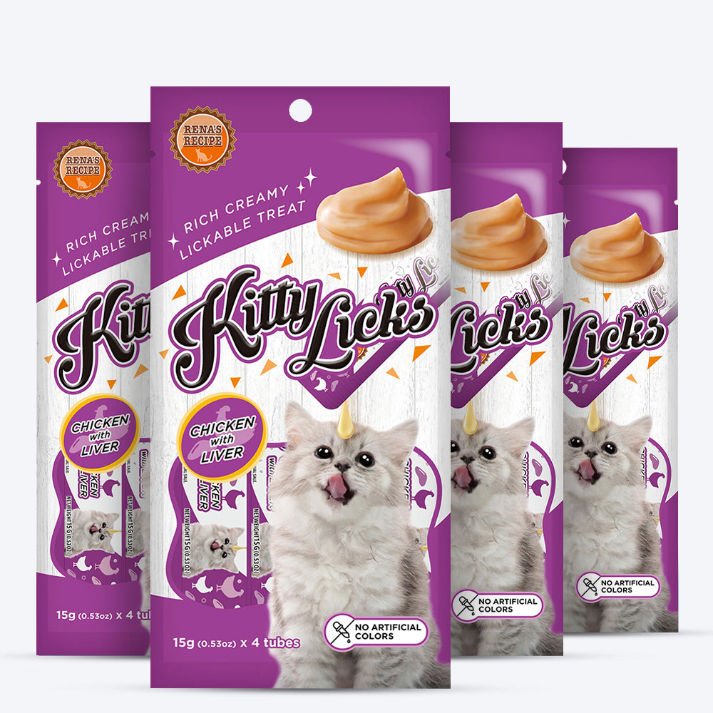 Rena's Recipe Kitty Licks Chicken With Liver Kitten Treat Tubes-15 g - Heads Up For Tails