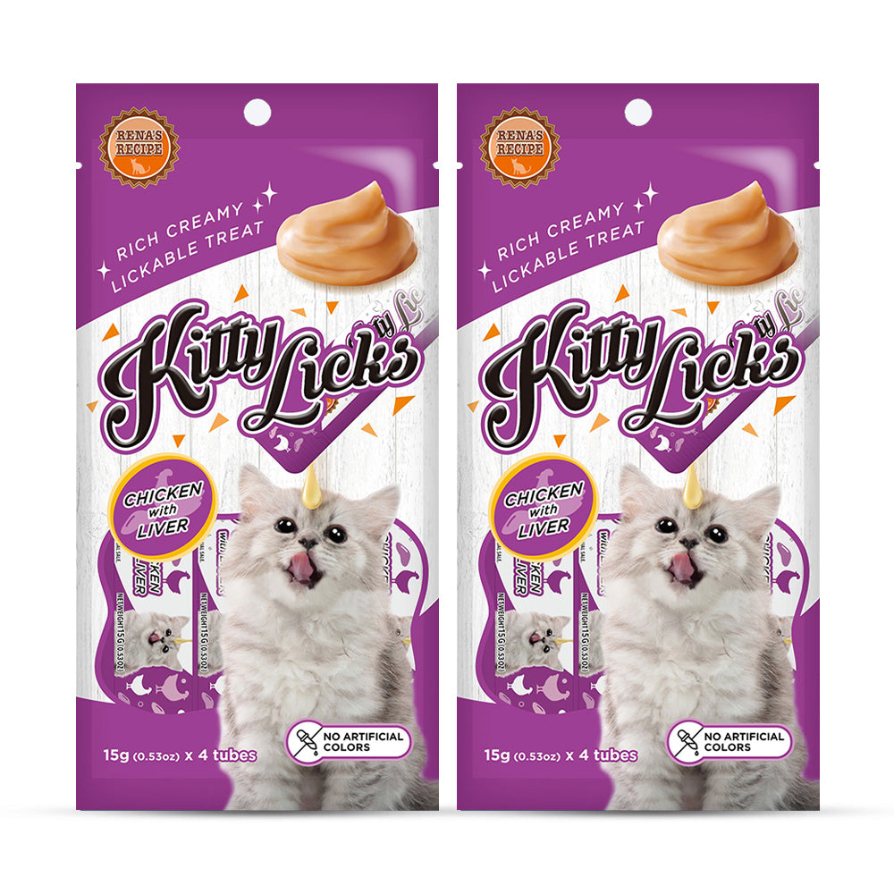 Rena's Recipe Kitty Licks Chicken With Liver Kitten Treat Tubes-15 g
