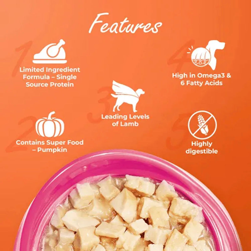 Kennel Kitchen Lamb with Pumpkin Supreme Cuts In Gravy Wet Dog Food - 130 g Packs - Heads Up For Tails