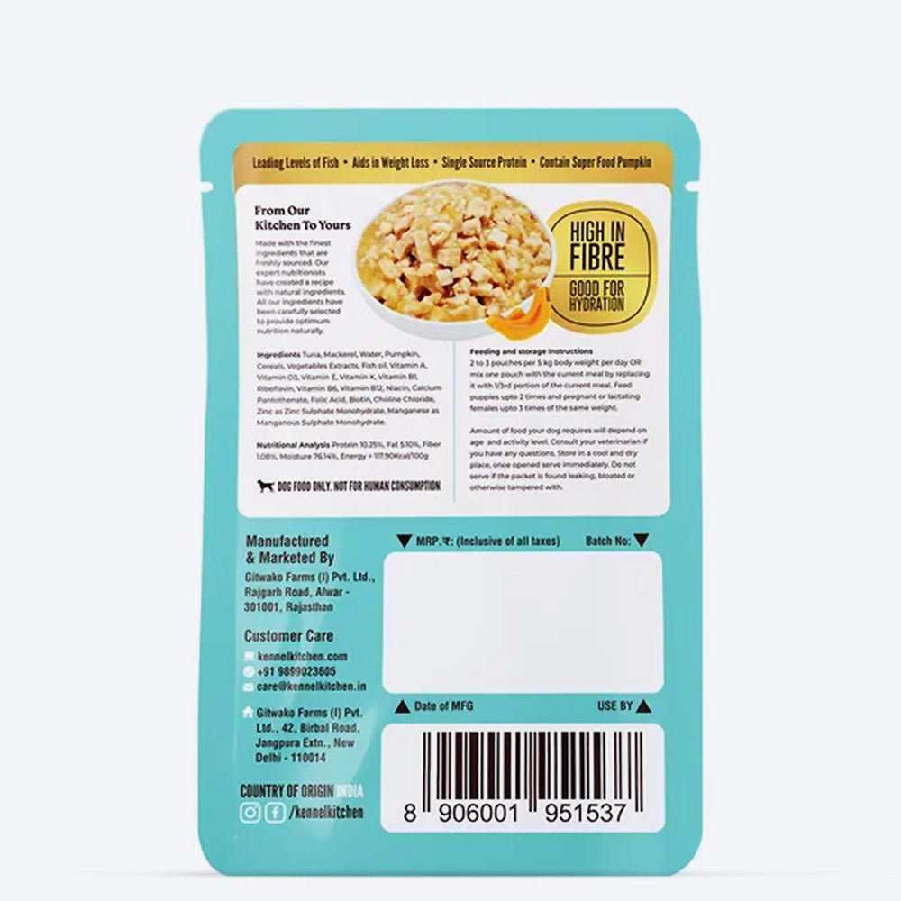 Kennel Kitchen Fish with Pumpkin Supreme Cuts In Gravy Wet Dog Food - 130 g Packs - Heads Up For Tails