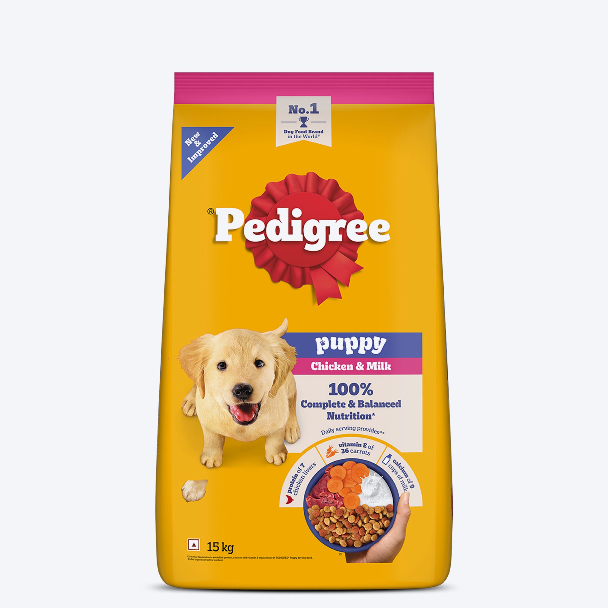 Pedigree Chicken & Milk Puppy Dry Dog Food (Contains 37 Essential Nutrients) - Heads Up For Tails