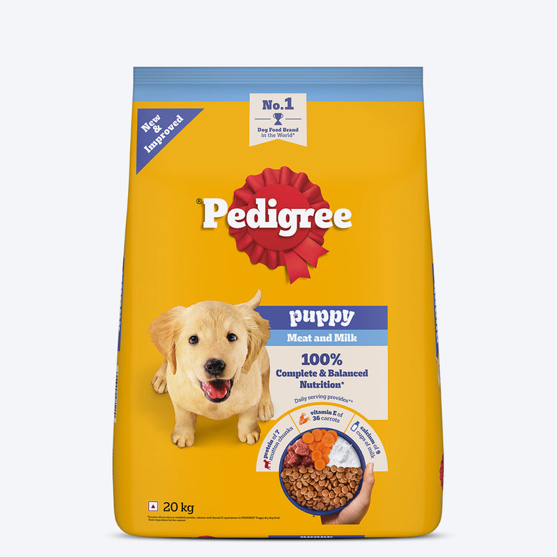 Pedigree Meat & Milk Puppy Dry Dog Food (Contains 37 Essential Nutrients) - Heads Up For Tails