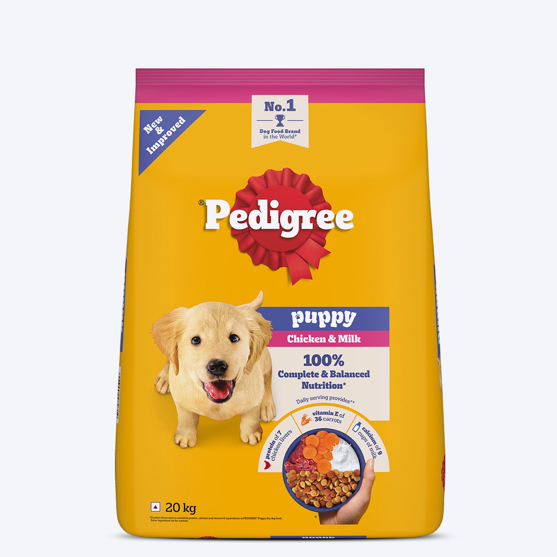 Pedigree Chicken & Milk Puppy Dry Dog Food (Contains 37 Essential Nutrients) - Heads Up For Tails