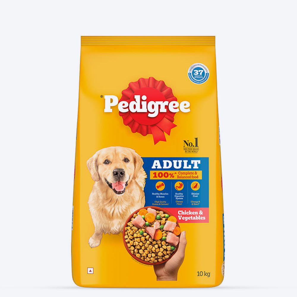 Pedigree Chicken & Vegetables Dry Food & Sara's Dehydrated Mahi Mahi Fish Treat Combo For Adult Dogs - Heads Up For Tails