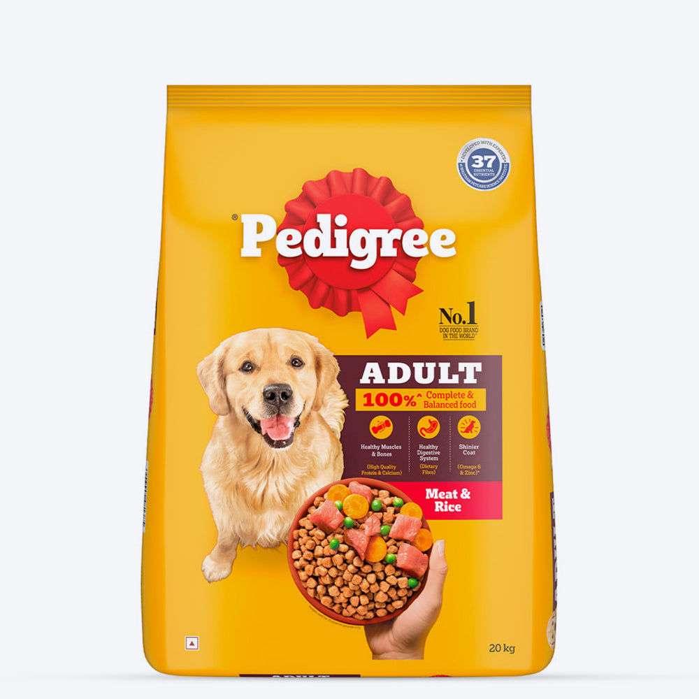 Pedigree Dog Dry Food Adult Meat Rice Online in India Heads