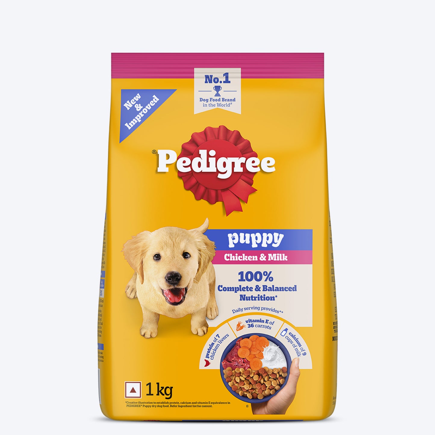 Pedigree Chicken & Milk Puppy Dry Dog Food (Contains 37 Essential Nutrients) - Heads Up For Tails