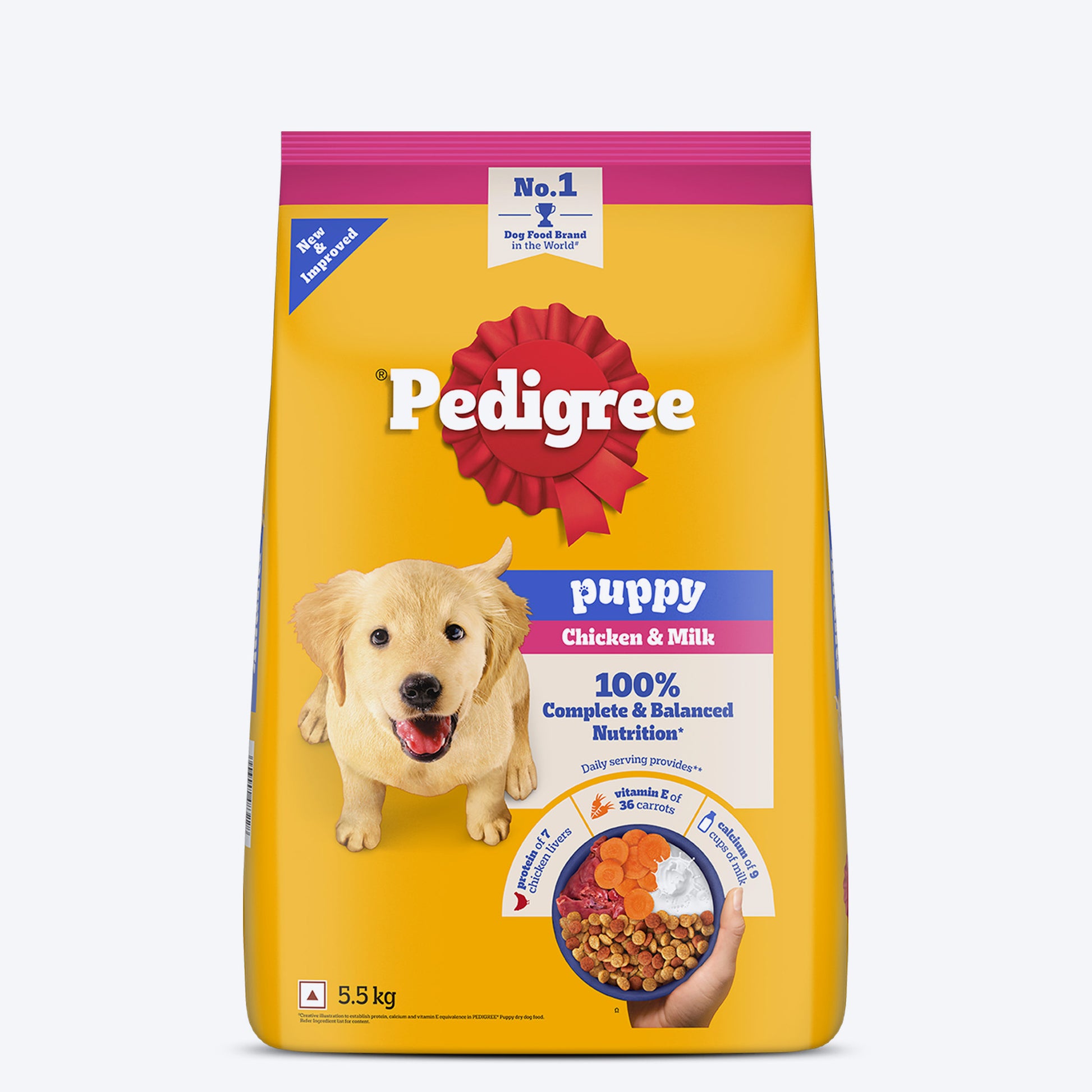 Pedigree Chicken & Milk Puppy Dry Dog Food (Contains 37 Essential Nutrients) - Heads Up For Tails