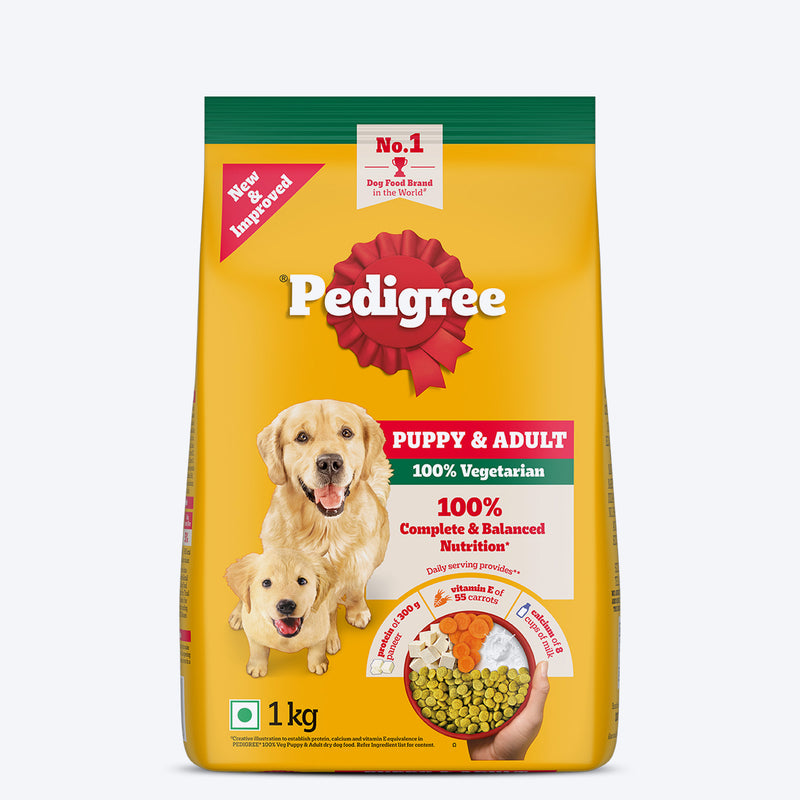 Pedigree 100% Vegetarian Dry Food For Adult Dog & Puppy - Heads Up For Tails