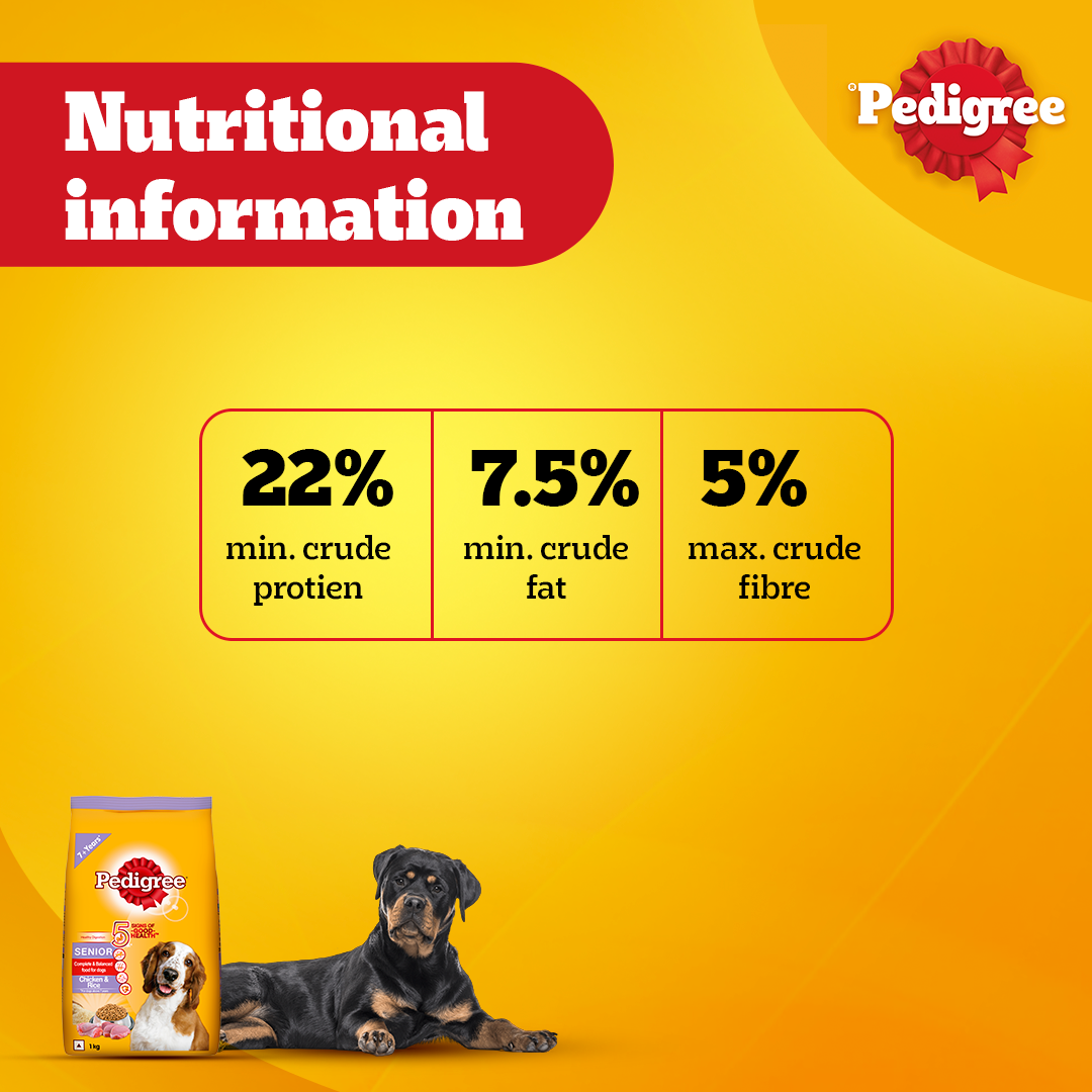 Pedigree Chicken & Rice Senior (7+ Years) Dog Dry Food - Heads Up For Tails