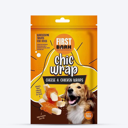 First Bark Chic Wrap Cheese & Chicken Wraps Treats For Dog - 70 g - Heads Up For Tails