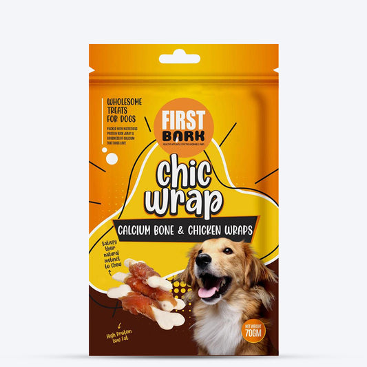 First Bark Chic Wrap Calcium Bone & Chicken Wraps Treats For Dog- 70 g - Heads Up For Tails