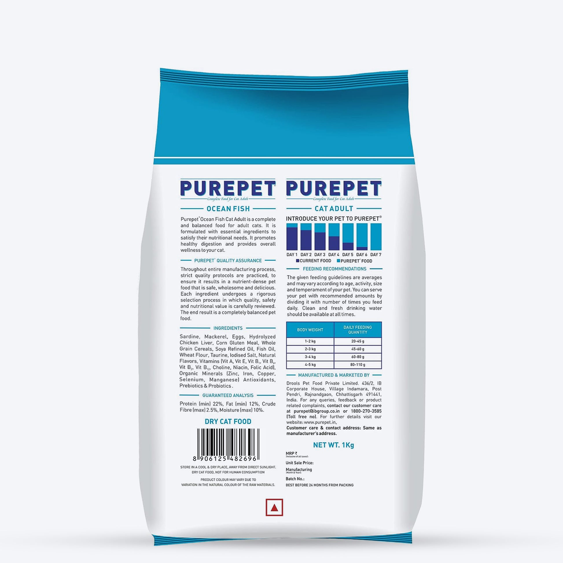 Purepet Ocean Fish Dry Food For Adult Cats - Heads Up For Tails