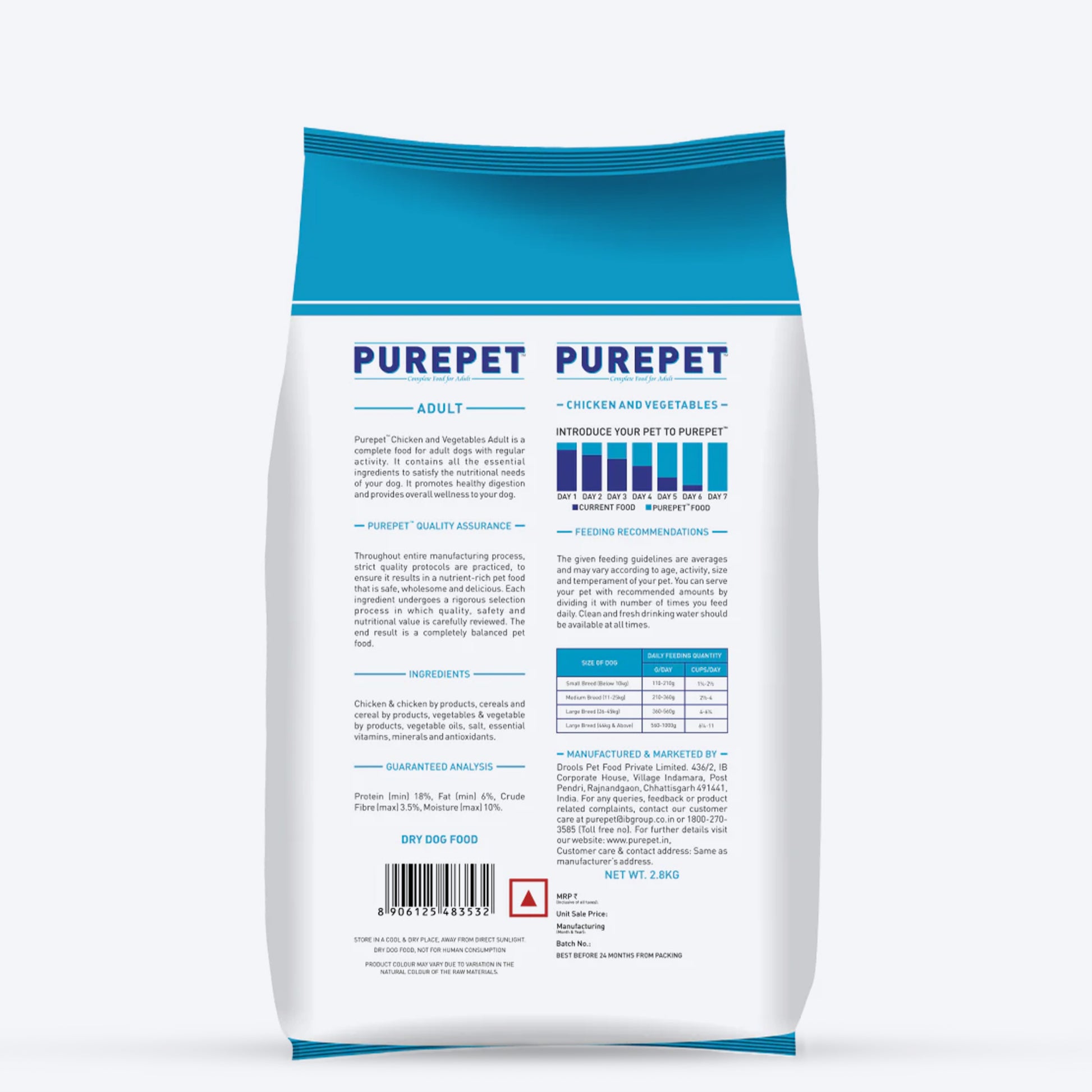 Purepet Chicken & Veg Dry Food For Adult Dog - Heads Up For Tails