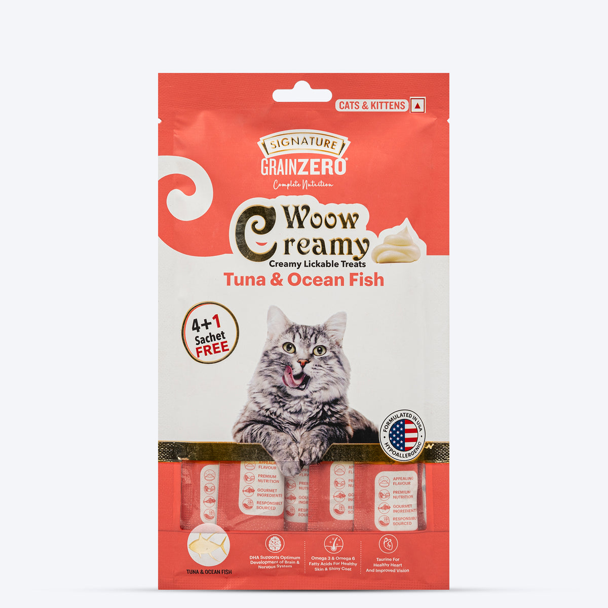 Signature Grain Zero Woow Creamy Tuna &amp; Ocean Fish Lickable Treats For Cat &amp; Kitten - 75 g