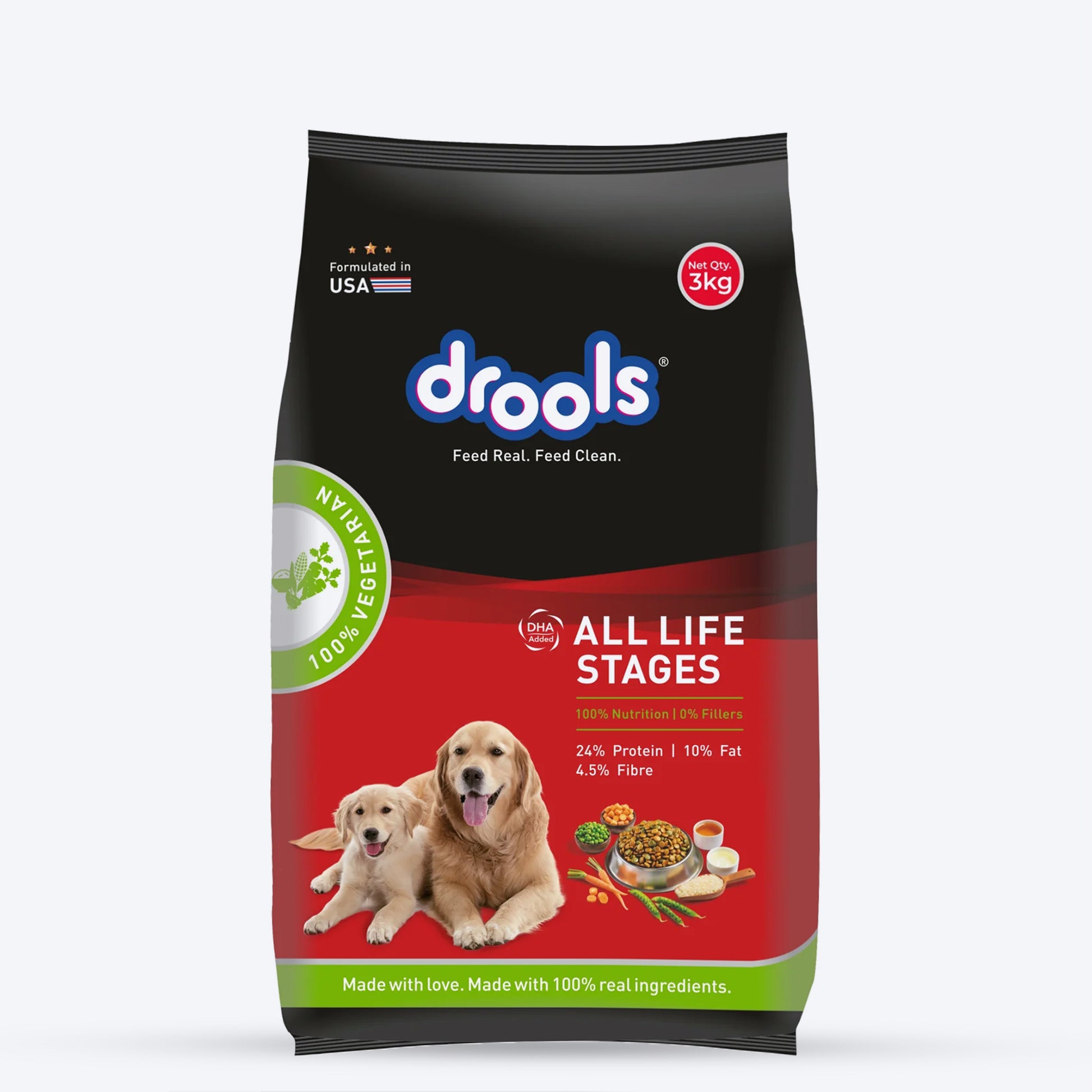 Drools 100% Vegetarian Dry Food For Adult Dog - Heads Up For Tails