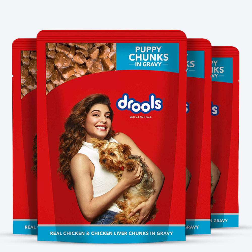 Drools Real Chicken and Chicken Liver Chunks in Gravy Puppy Wet Dog Food - 150 g - Heads Up For Tails