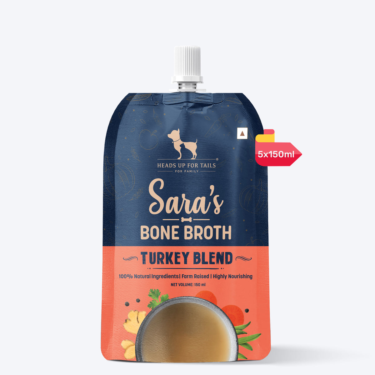 Sara's Turkey Blend Bone Broth For Dogs - 150 ml - Heads Up For Tails
