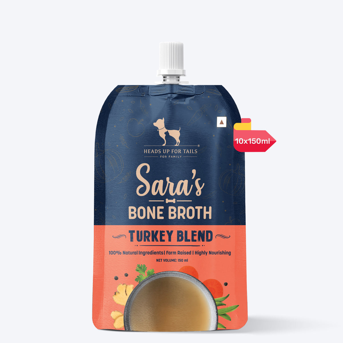 Sara's Turkey Blend Bone Broth For Dogs - 150 ml - Heads Up For Tails