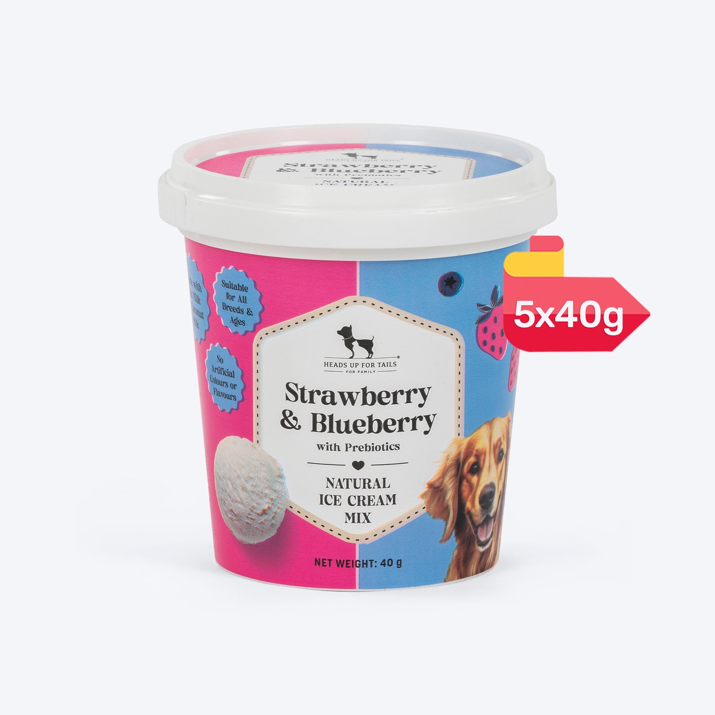 HUFT Ice Cream Strawberry & Blueberry With Prebiotics Mix Treat For Dog - 40 gm