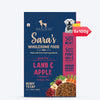 Sara's Wholesome Grain-Free Lamb and Apple Dog Food, 300 g, made with 50% meat and 50% fruit and vegetables.