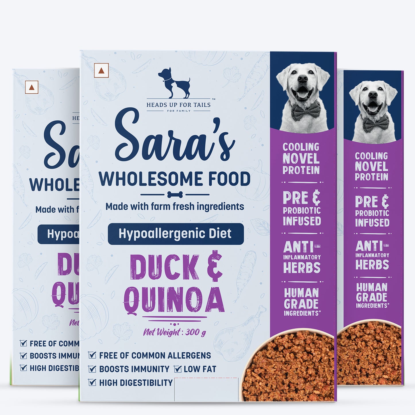 Sara's Wholesome Hypoallergenic Duck & Quinoa Wet Food For Dog – Human-Grade, Gluten-Free - 300 gm - Heads Up For Tails