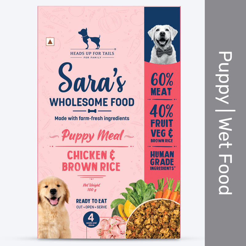 Sara's Wholesome Chicken & Brown Rice Puppy Wet Food 100g