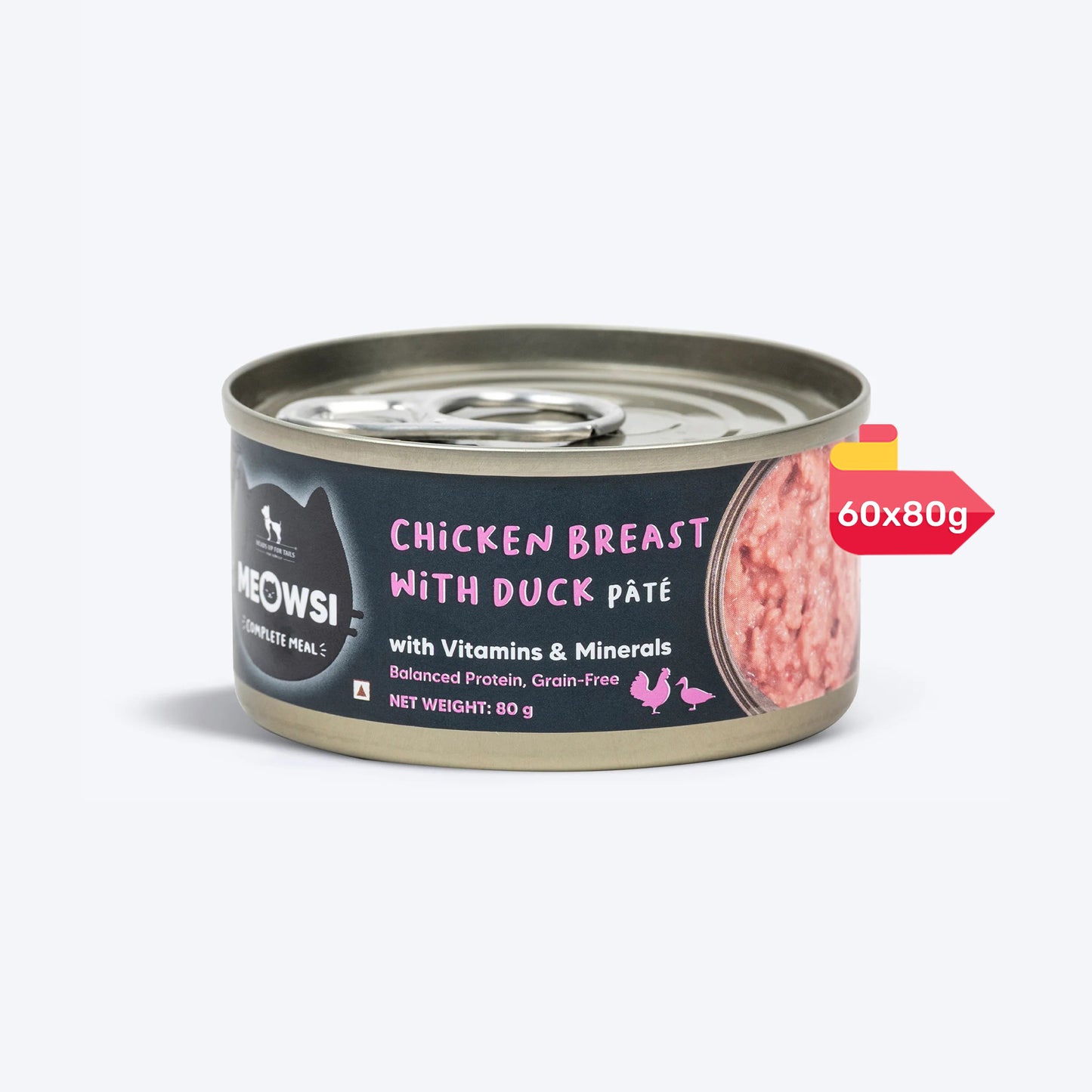 Meowsi by HUFT Chicken Breast With Duck Pate Canned Cat Wet Food - 80 gm