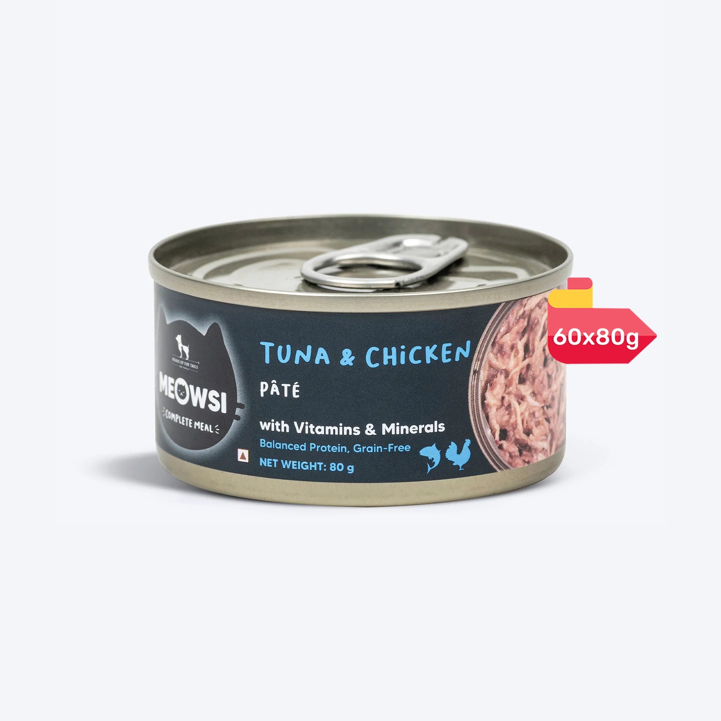 Meowsi by HUFT Tuna & Chicken Pate Canned Cat Wet Food - 80 gm