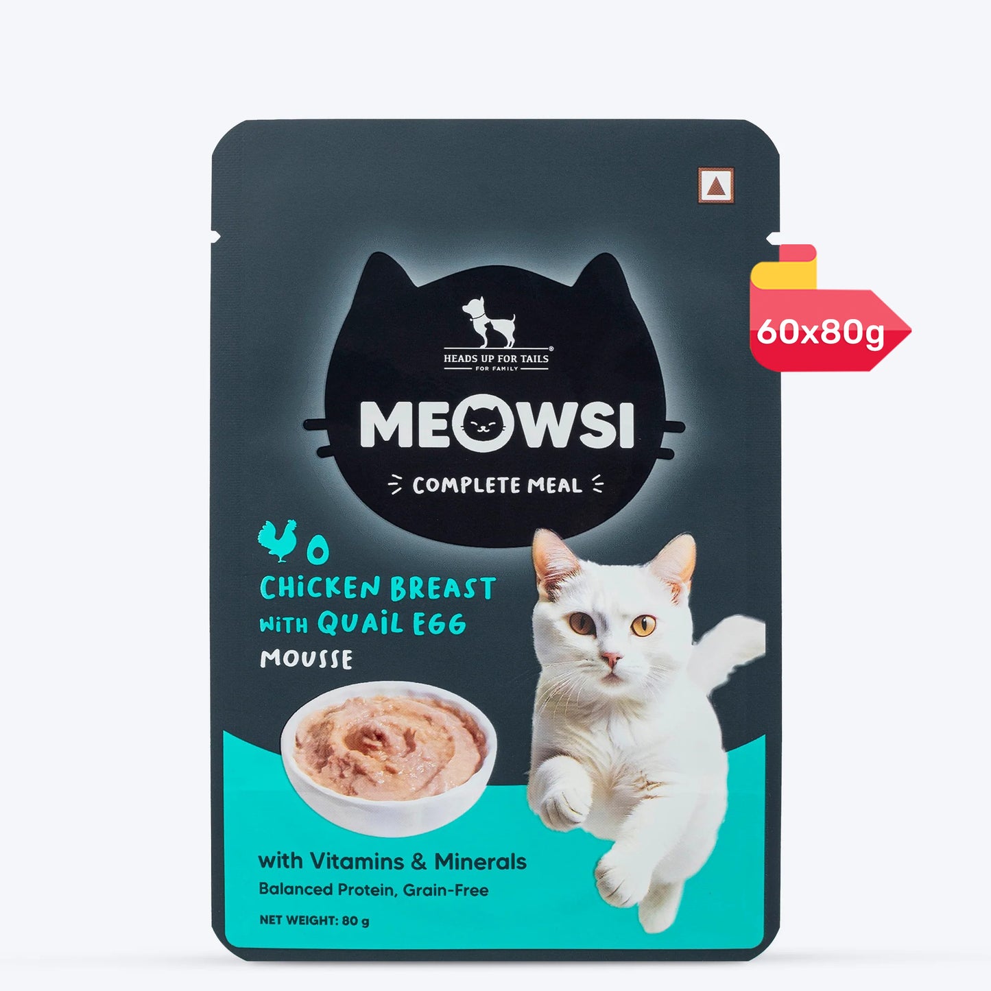 Meowsi by HUFT Chicken Breast With Quail Egg Mousse Cat Wet Food - 80 gm