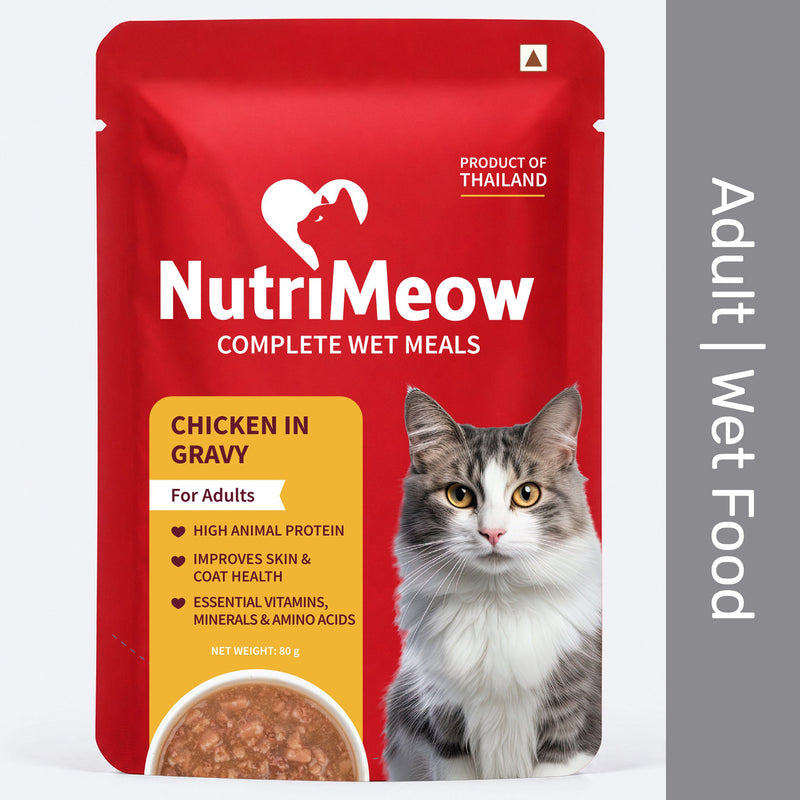 NutriMeow Chicken In Gravy Wet Food For Adult Cat - 80 gm