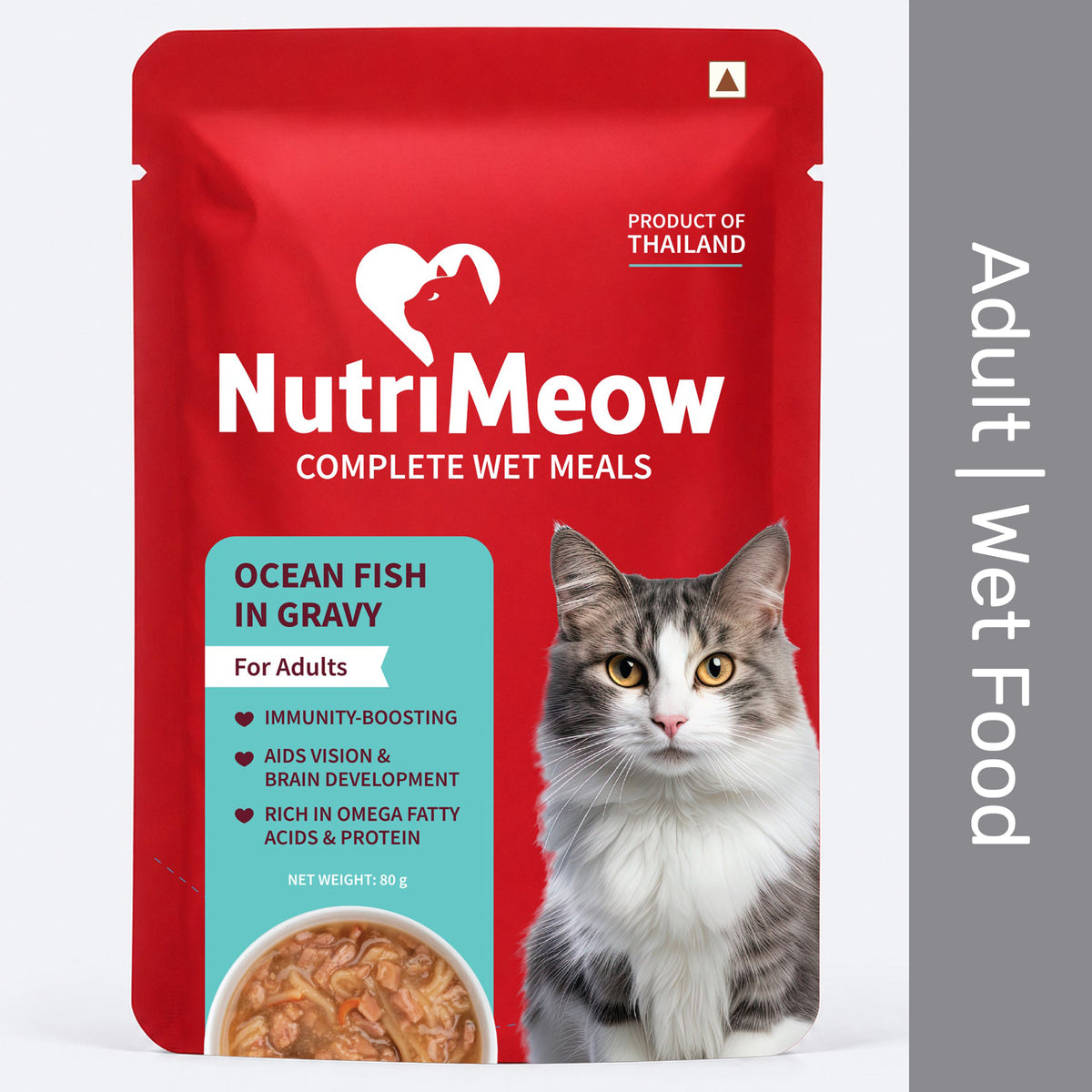 NutriMeow Oceanfish In Gravy Wet Food For Adult Cat - 80 gm