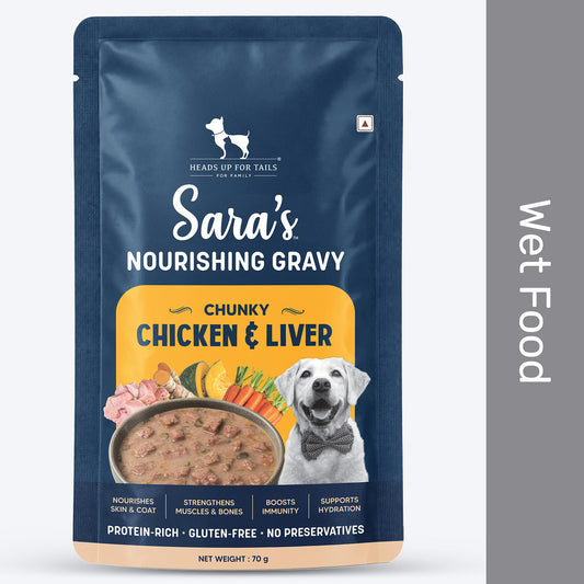 Sara’s Nourishing Gravy Chunky Chicken & Liver Wet Food For Dog - 70 gm