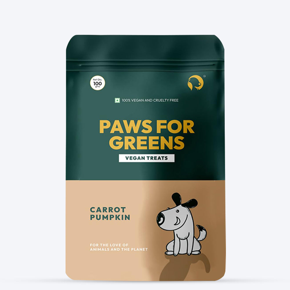 Paws For Greens Vegan Carrot & Pumpkin Treats For Dog - 100 gm, Gluten-Free, 100% Vegetarian