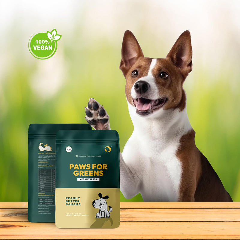 Paws For Greens Vegan Peanut Butter & Banana Treats For Dog - 100 gm - Heads Up For Tails