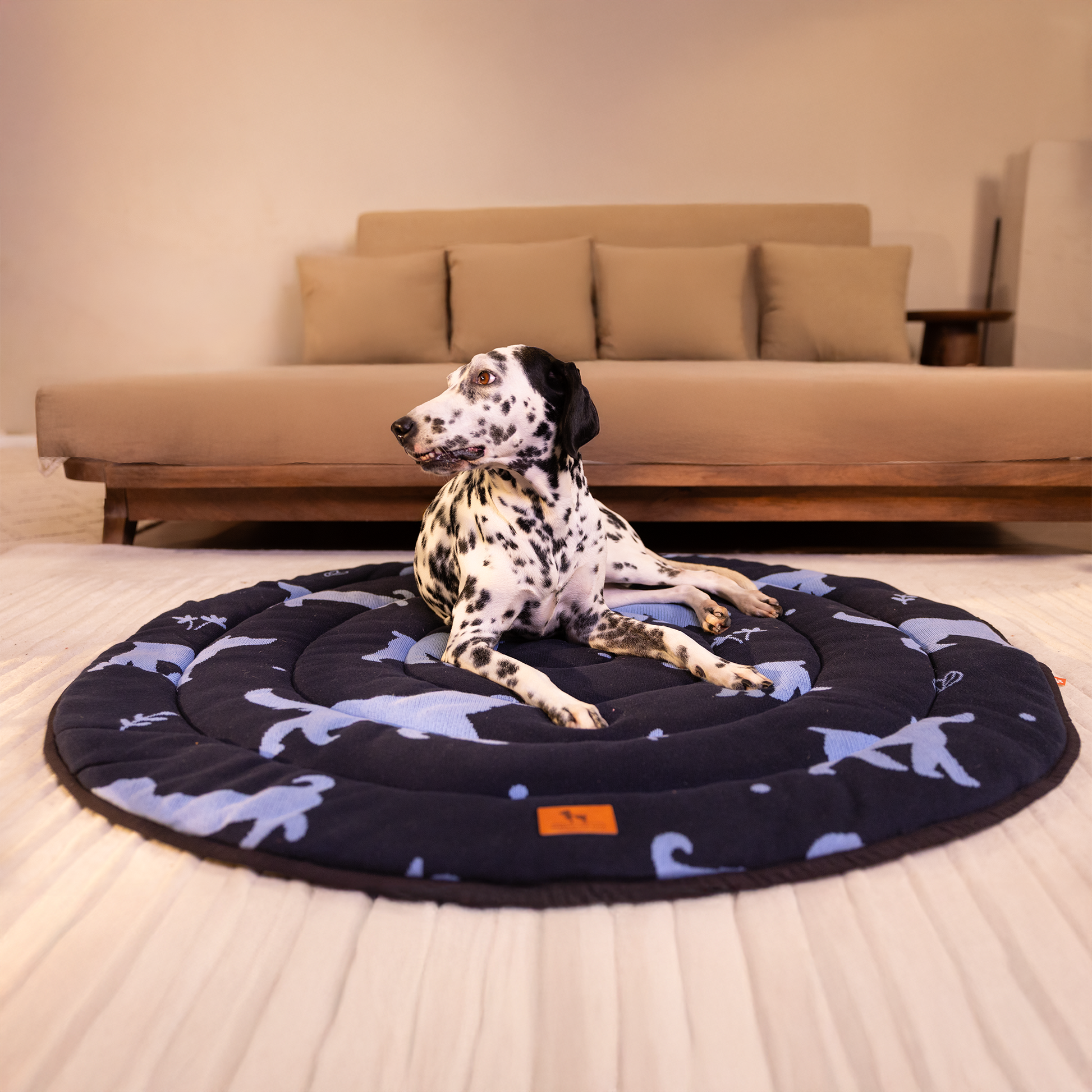 HUFT Shadow Tails Round Mat For Dog - Blue - Heads Up For Tails